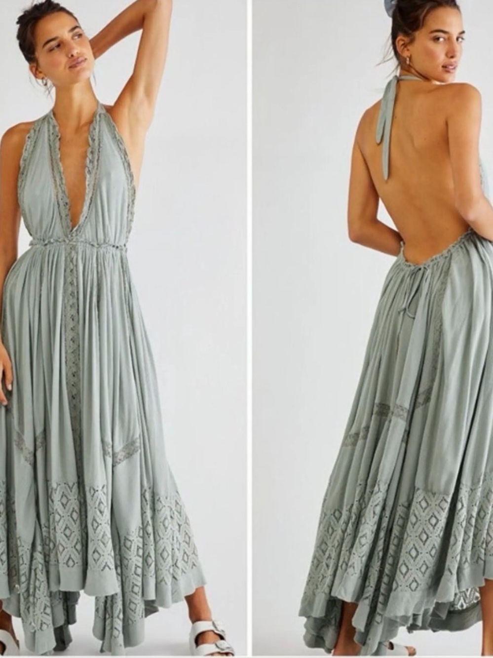 Free People Norina Maxi Dress Moss Green Size Medium NWT!!